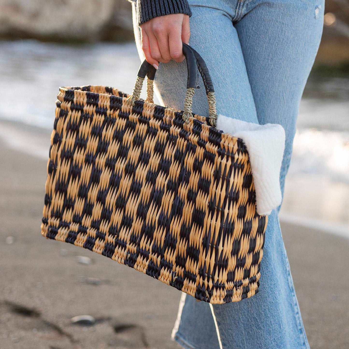 Woven Checked Tote