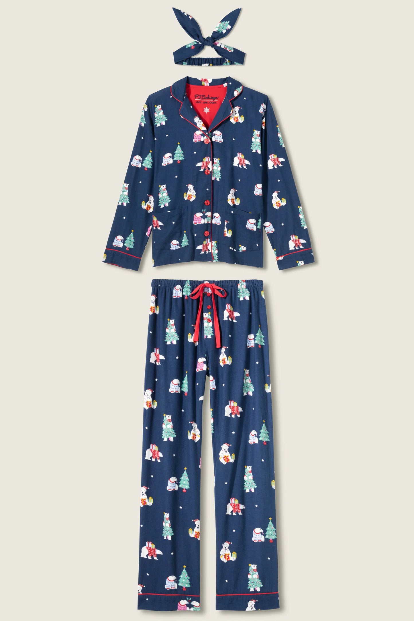 Bearly Awake 3-Piece Flannel PJ Set - Women